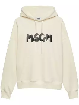 MSGM худи с кулиской и логотипом, нейтральный цвет