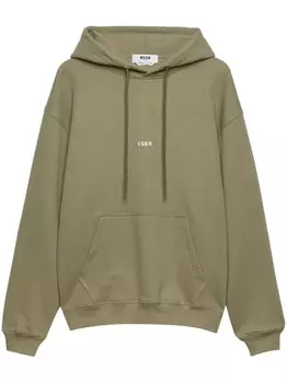 MSGM худи с кулиской и надписью, зеленый