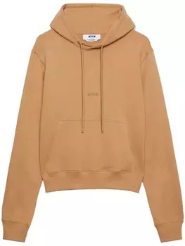 MSGM худи с кулиской и вышитым логотипом, нейтральный цвет