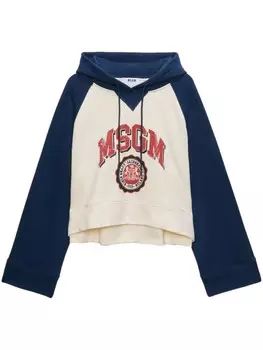 MSGM худи с логотипом и вставками, нейтральный цвет