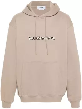 MSGM худи с вышитой надписью, нейтральный цвет