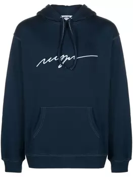 MSGM худи с вышитым логотипом, синий