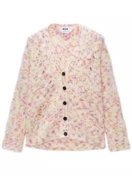 MSGM кардиган фактурной вязки с эффектом потертости, розовый