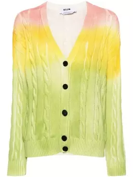 MSGM кардиган фактурной вязки, желтый