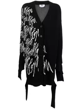 MSGM кардиган-пальто с логотипом, черный