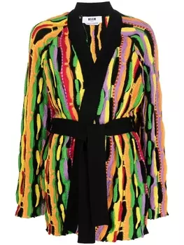 MSGM кардиган с поясом, черный