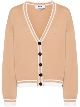 MSGM кардиган с вышитым логотипом, нейтральный цвет