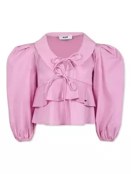 MSGM Kids блузка с оборками, розовый