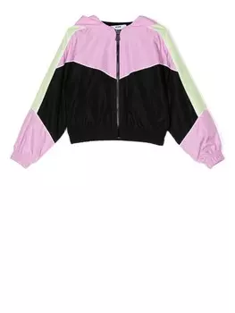 MSGM Kids бомбер на молнии с капюшоном, фиолетовый