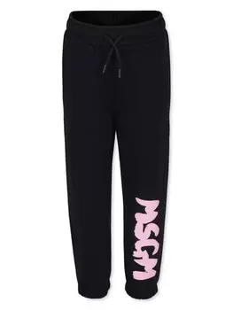 MSGM Kids брюки-джоггеры с логотипом, черный
