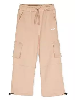 MSGM Kids брюки карго с логотипом, нейтральный цвет