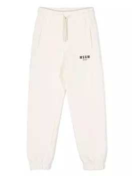 MSGM Kids брюки с логотипом, нейтральный цвет