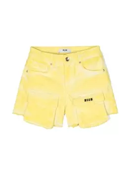 MSGM Kids джинсовые шорты с вышитым логотипом, желтый