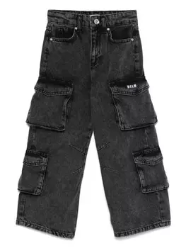 MSGM Kids джинсы карго с множеством карманов, черный