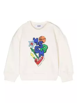 MSGM Kids флисовая толстовка, белый