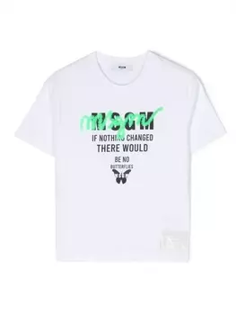 MSGM Kids футболка с логотипом, белый