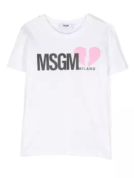 MSGM Kids футболка с логотипом, белый