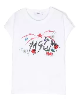 MSGM Kids футболка с логотипом, белый