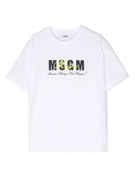 MSGM Kids футболка с логотипом, белый