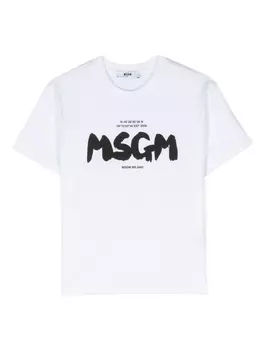 MSGM Kids футболка с логотипом, белый