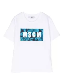 MSGM Kids футболка с логотипом, белый