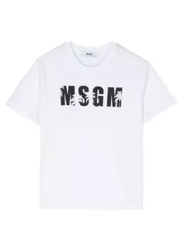 MSGM Kids футболка с логотипом, белый
