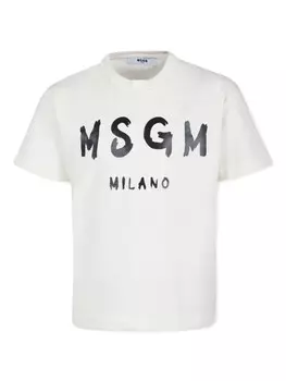 MSGM Kids футболка с логотипом, белый