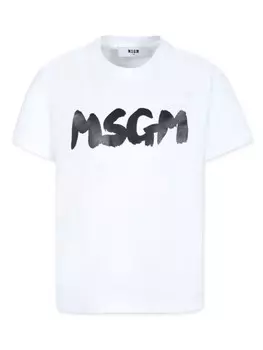 MSGM Kids футболка с логотипом, белый