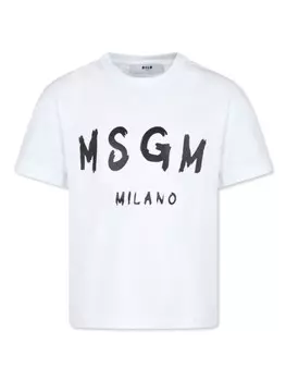 MSGM Kids футболка с логотипом, белый