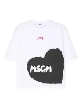 MSGM Kids футболка с логотипом, белый