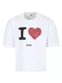 MSGM Kids футболка с логотипом, белый