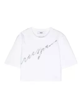MSGM Kids футболка с логотипом, белый