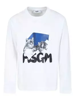 MSGM Kids футболка с логотипом, белый
