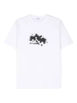 MSGM Kids футболка с логотипом, белый