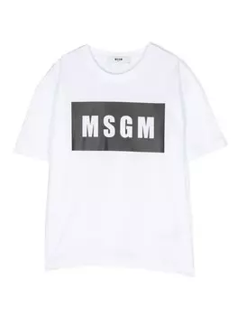 MSGM Kids футболка с логотипом, белый