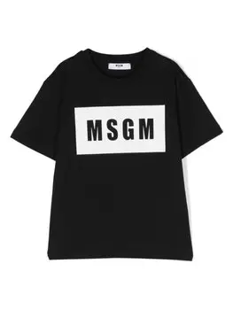 MSGM Kids футболка с логотипом, черный