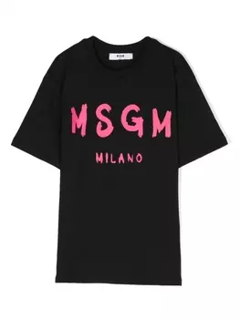 MSGM Kids футболка с логотипом, черный