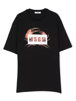 MSGM Kids футболка с логотипом, черный