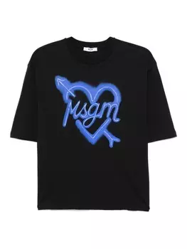MSGM Kids футболка с логотипом, черный