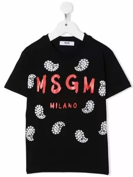 MSGM Kids футболка с логотипом, черный