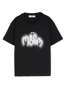 MSGM Kids футболка с логотипом, черный