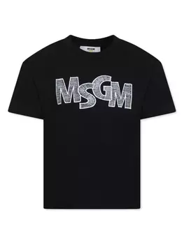 MSGM Kids футболка с логотипом, черный