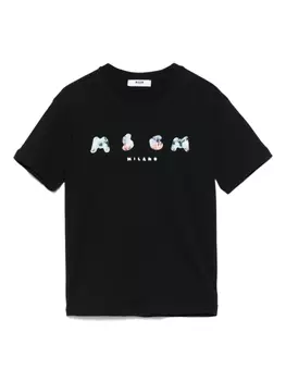MSGM Kids футболка с логотипом, черный