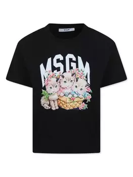 MSGM Kids футболка с логотипом, черный