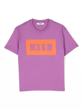 MSGM Kids футболка с логотипом, фиолетовый