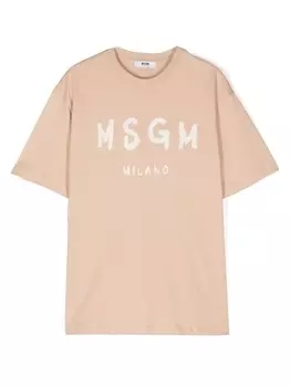 MSGM Kids футболка с логотипом, нейтральный цвет