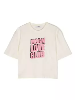 MSGM Kids футболка с логотипом, нейтральный цвет