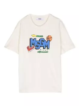 MSGM Kids футболка с логотипом, нейтральный цвет