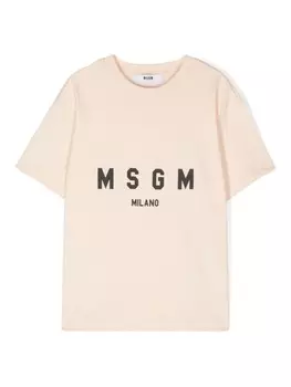 MSGM Kids футболка с логотипом, нейтральный цвет