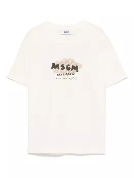 MSGM Kids футболка с логотипом, нейтральный цвет